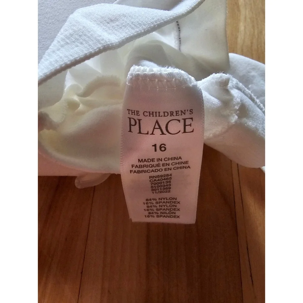 The Childrens Place Girls White Opaque Tights Size 16 Solid Nylon Spandex